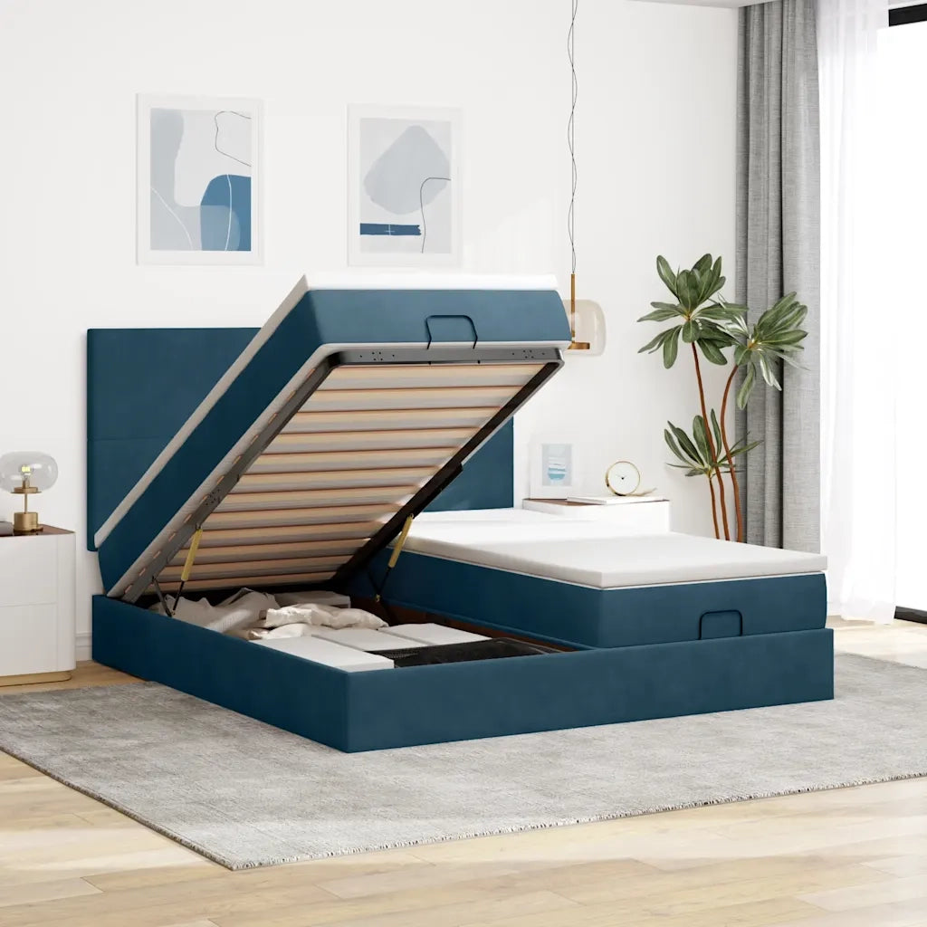 Struttura Letto Pouf con Materassi 160x200 cm Velluto 3314601