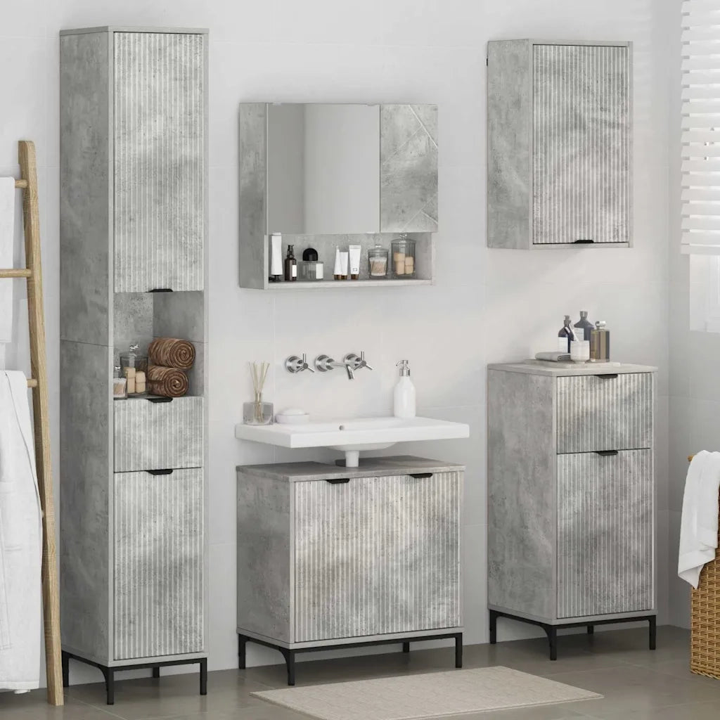Set di mobili per il bagno con cassetto Grigio cemento