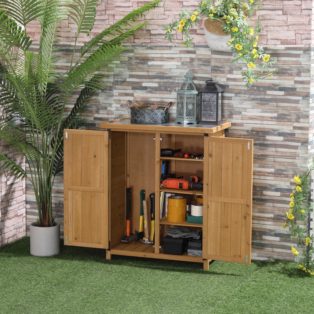 Armadio da Giardino in Legno con 2 Ante e 4 Scaffali ¨C zephmum ¨C 75x40x90 cm