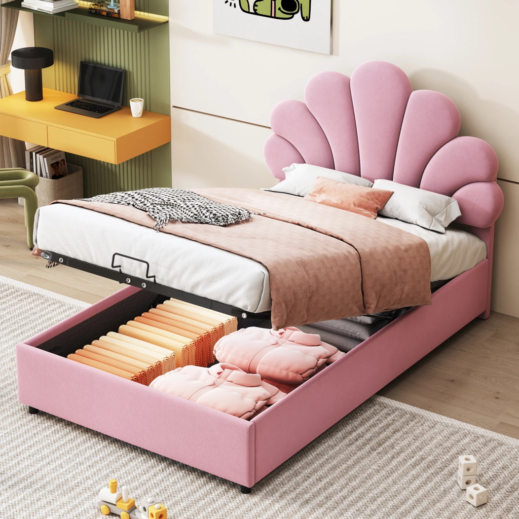 letto imbottito velluto rosa 90 x 200 cm