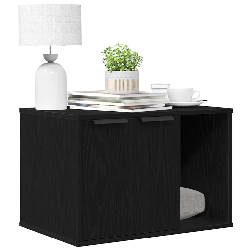 Lettiera per gatti in rovere nero 60x40x40 cm in legno ingegnerizzato 865986