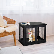 Casetta da giardino con piano d’appoggio e due ingressi in MDF e metallo nero 58,5 × 81 × 66 cm