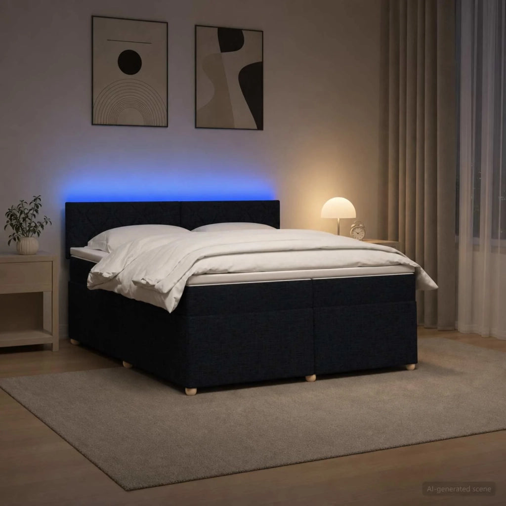 Letto box spring con materasso Nero 200 x 200 cm Tessuto 3452508