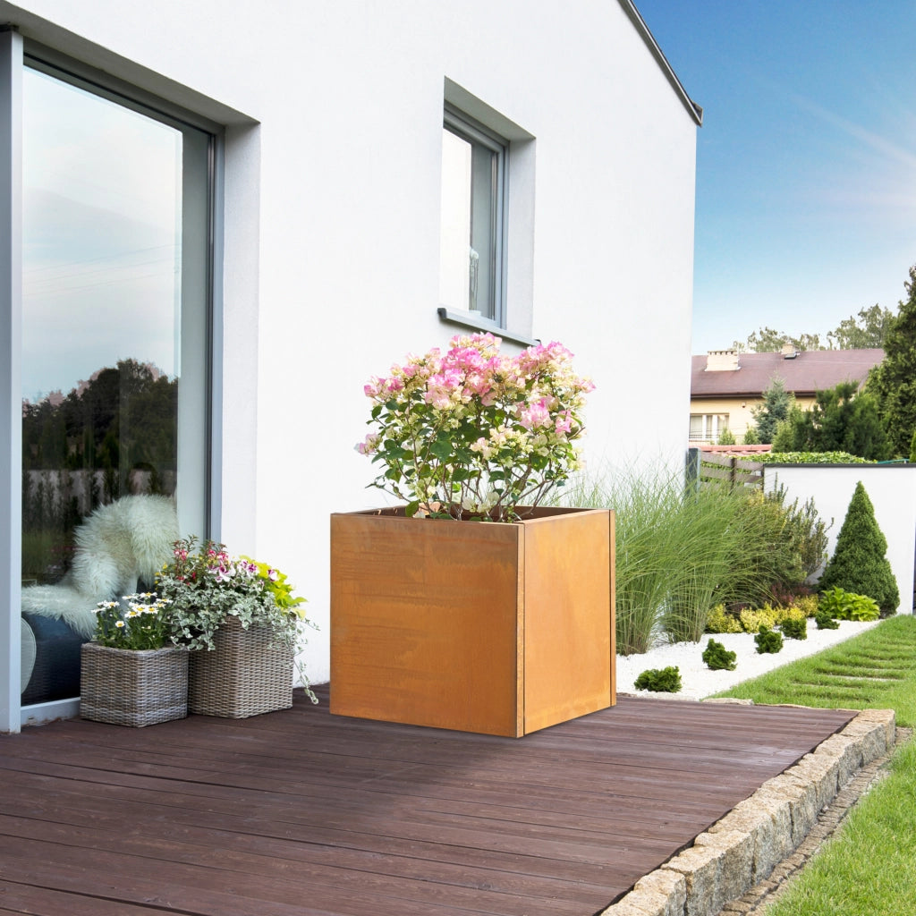 Fioriera Vaargel in Acciaio Corten Portafiori 50x50x50 cm - Marrone Ossidato casa.pro
