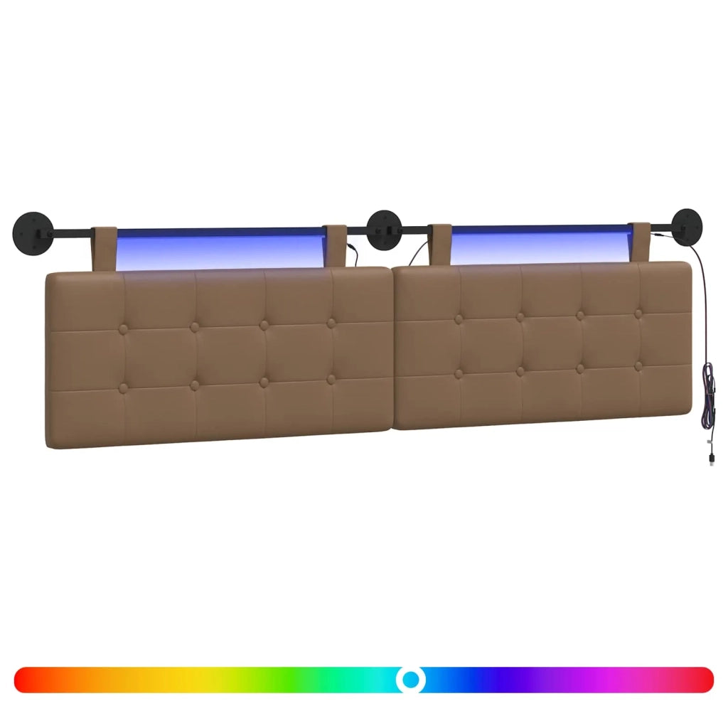 Testiera sospesa Con luce LED Cappuccino Similpelle