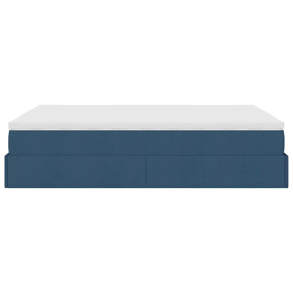 Struttura Letto Pouf con Materasso Blu 140x200cm in Tessuto 3311119