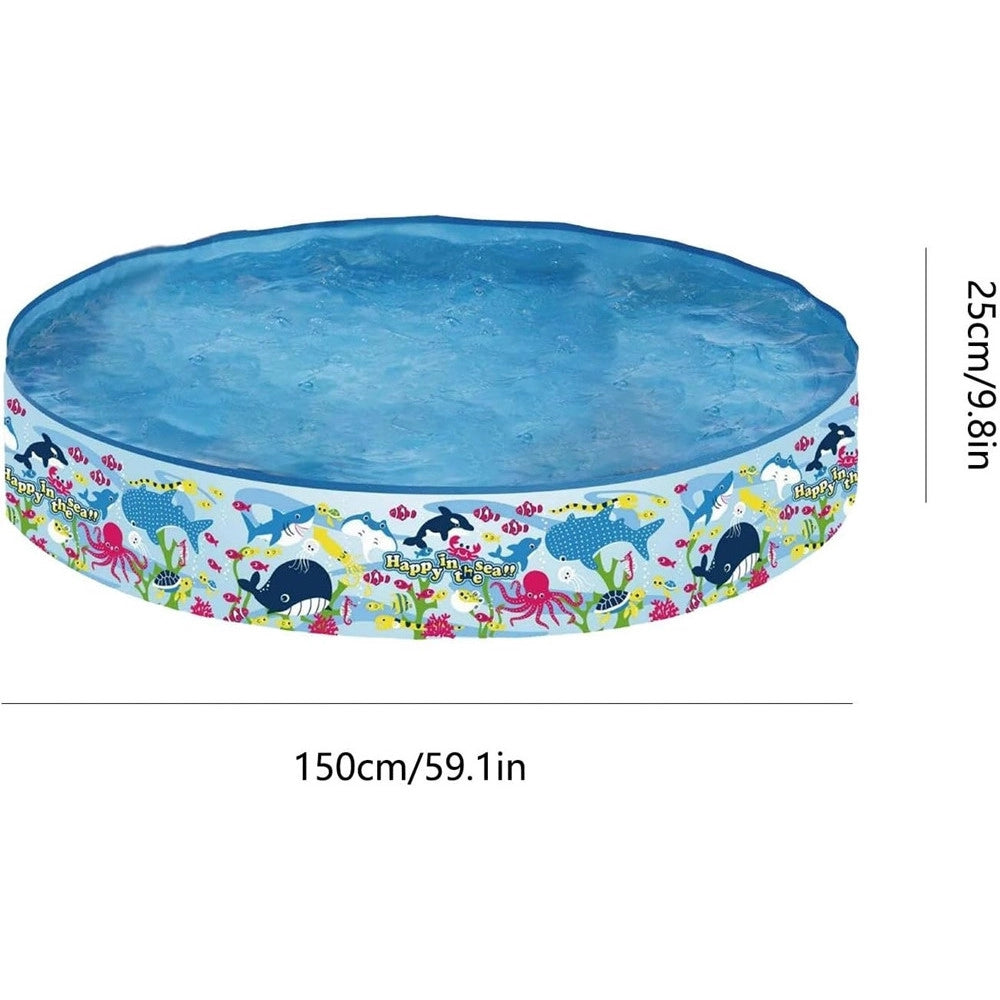 Trade Shop - Piscina Rotonda 150x25 Cm Motivo Fondo Del Mare Per Bambini Giardino Estate 016093 -