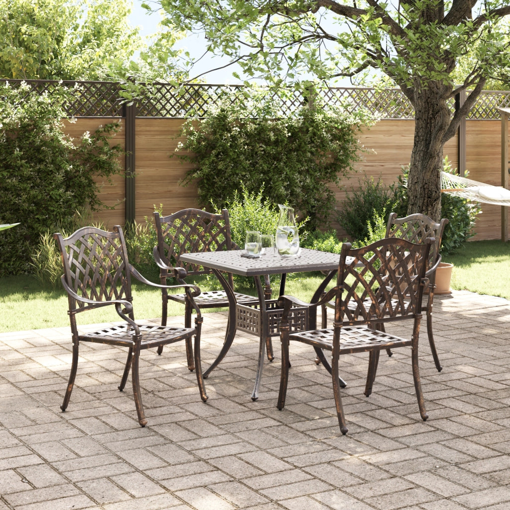 Set da pranzo da giardino 5 pezzi in alluminio fuso bronzo