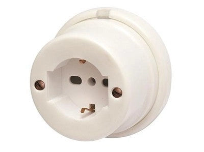 PRESA IN PORCELLANA BIP/SCHUKO 40433 CAVO ELETTRICO TRECCIATO  80xH50MM