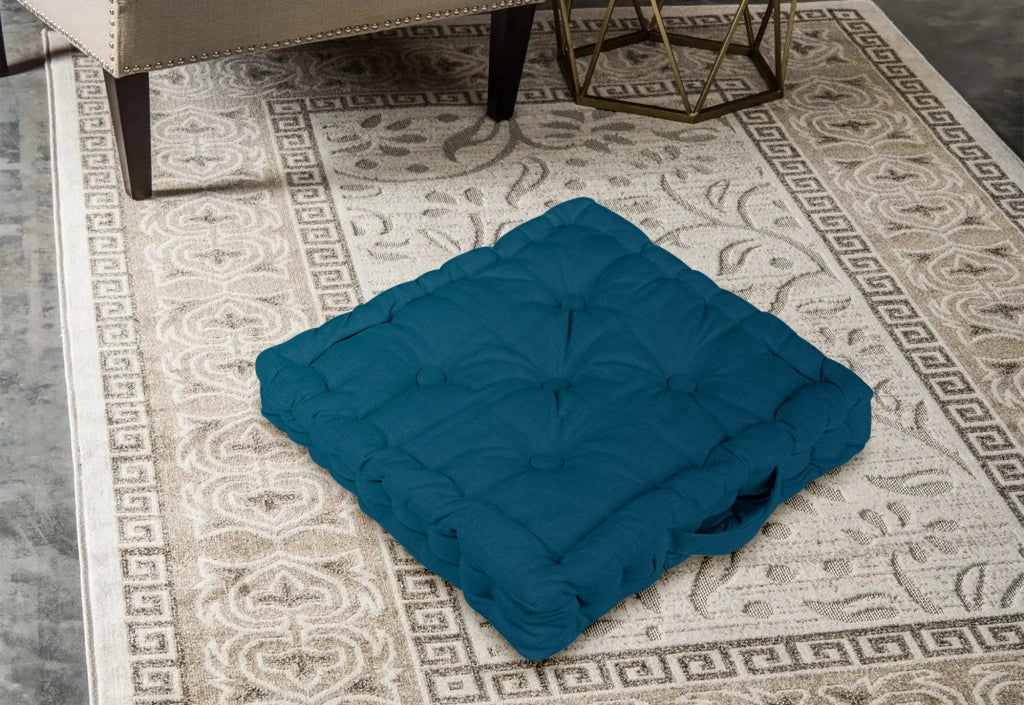 6 Pezzi Cuscini Sedia Quadrati Alti Mattonella Trapuntati 40x40 Cm Altezza 6 Cm Cuscino Spesso Cucina Interno Esterno Coprisedia Cuscino Da Pavimento Con Maniglia  Petrolio