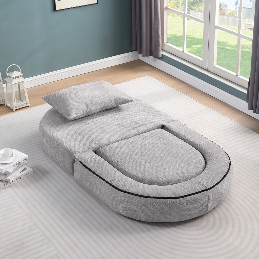 DIVANO MODULARE SEZIONALE, stile minimal, grigio chiaro, in ciniglia