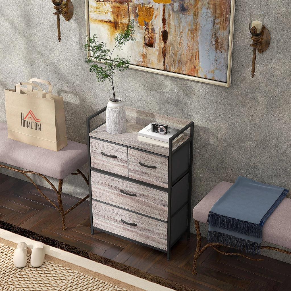 Cassettiera con 4 Cassetti Tessuto Grigio ¨C Zephmum ¨C 60x40x
