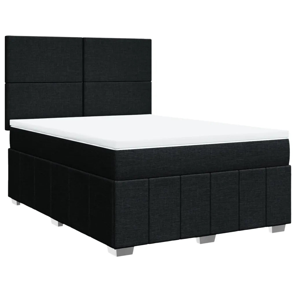 Giroletto a Molle con Materasso Nero 140x200 cm in Tessuto