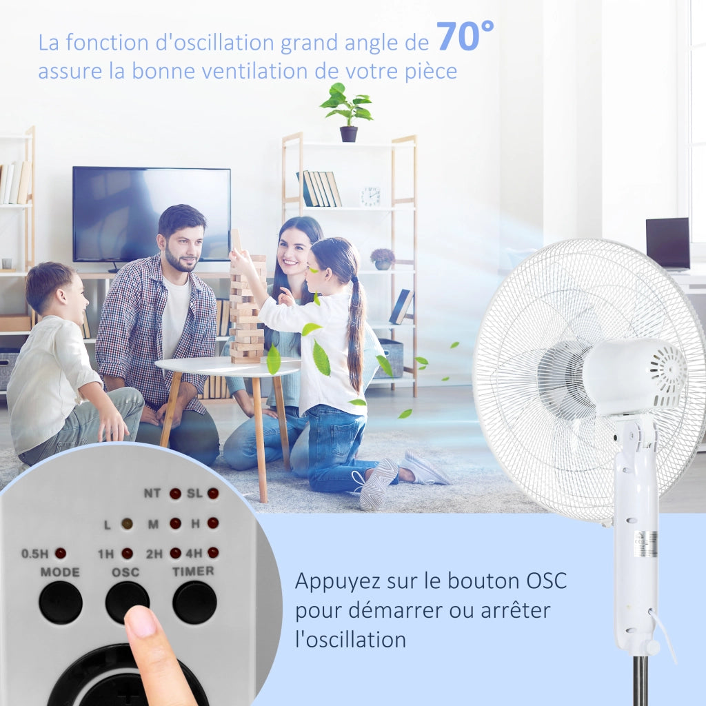 Ventilatore a piantana 45W ¨C zephmum ¨C regolabile 110-124cm, telecomando, 3 velocit¨¤, oscillazione, timer