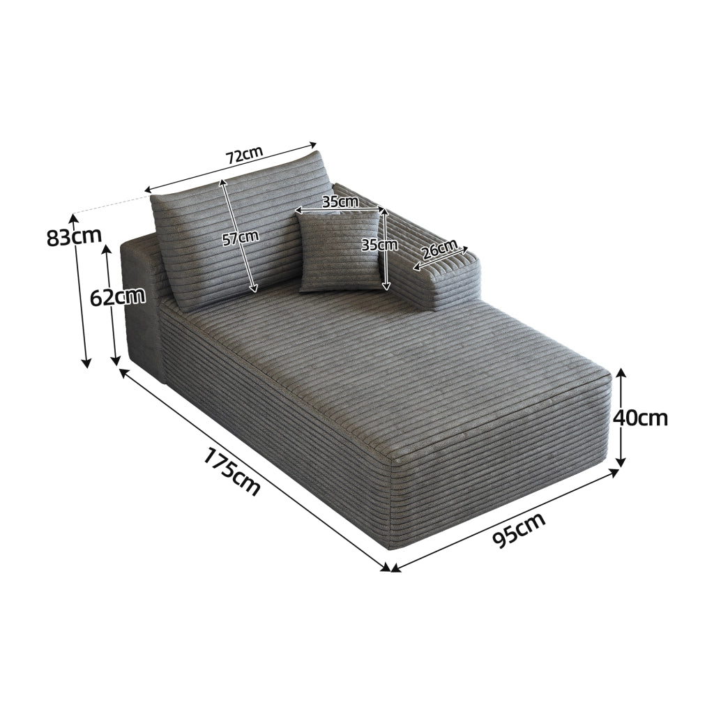 DIVANO LETTO Chaise lounge reversibile grigio in tessuto, senza montaggio