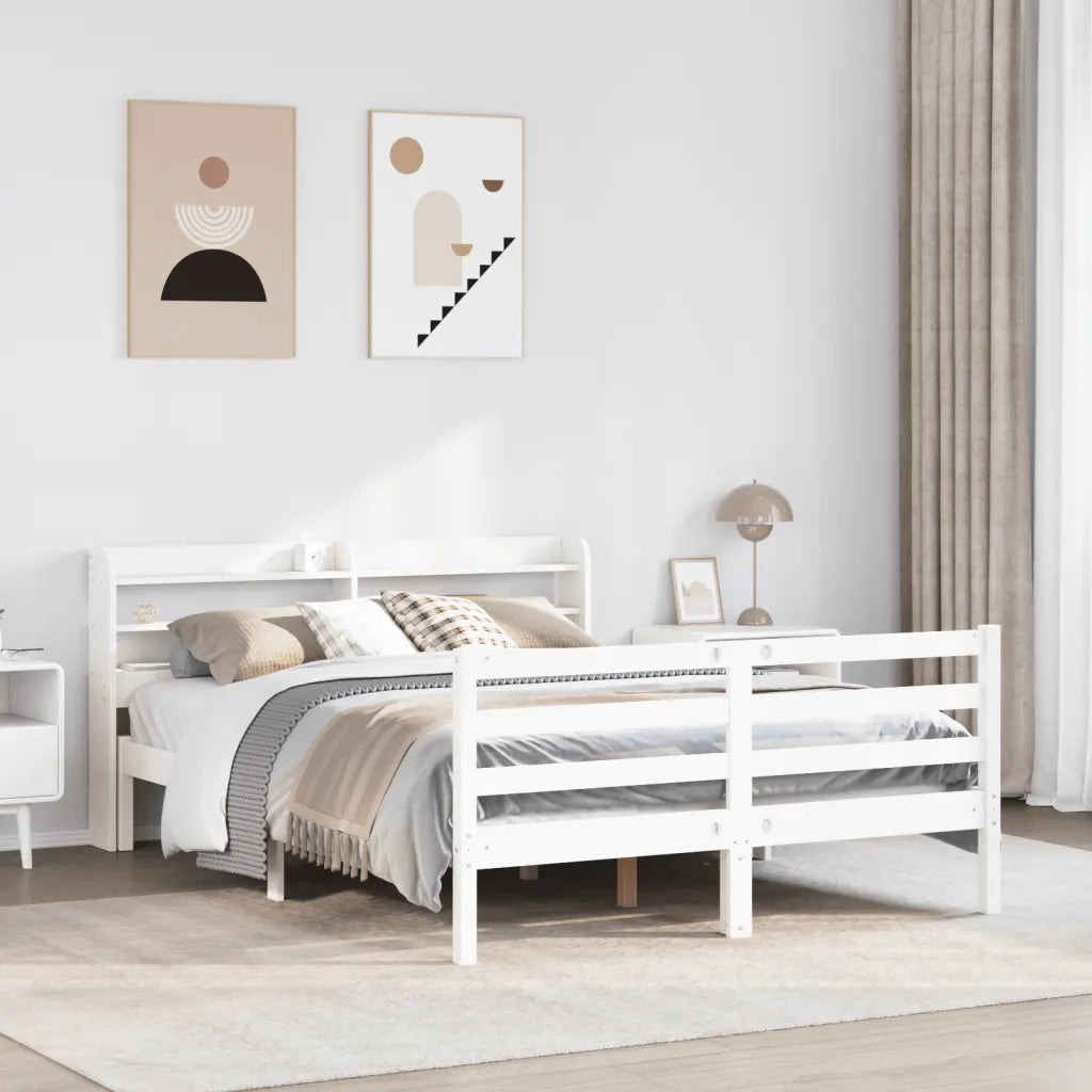 Giroletto con Testiera senza Materasso-Struttura Letto Bianco 140x200 cm 475951