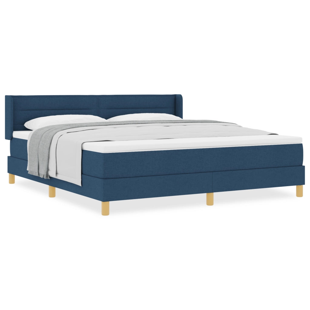 Letto a Molla con Materasso Blu 180x200 cm in Tessuto