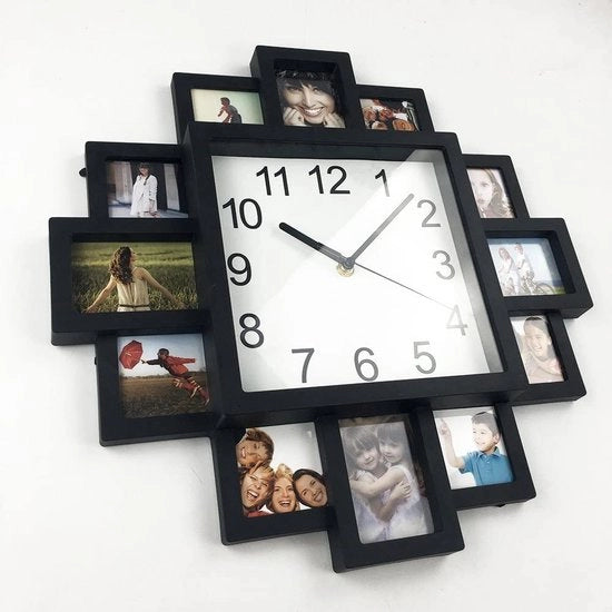 Orologio da Parete DIY, Design Moderno, Orologio da Parete con Foto, Immagine di Arte in Plastica, Decorazione Unica per Casa - Crea il tuo Orologio Multi Foto (nero)
