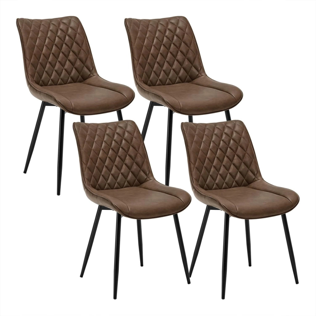 WOLTU set di 4 sedie cucina moderne sedie imbottite Adatte per Sala da Pranzo, Soggiorno, Camera da Letto Estetica in Ecopelle Marrone Metallo BH210br-4