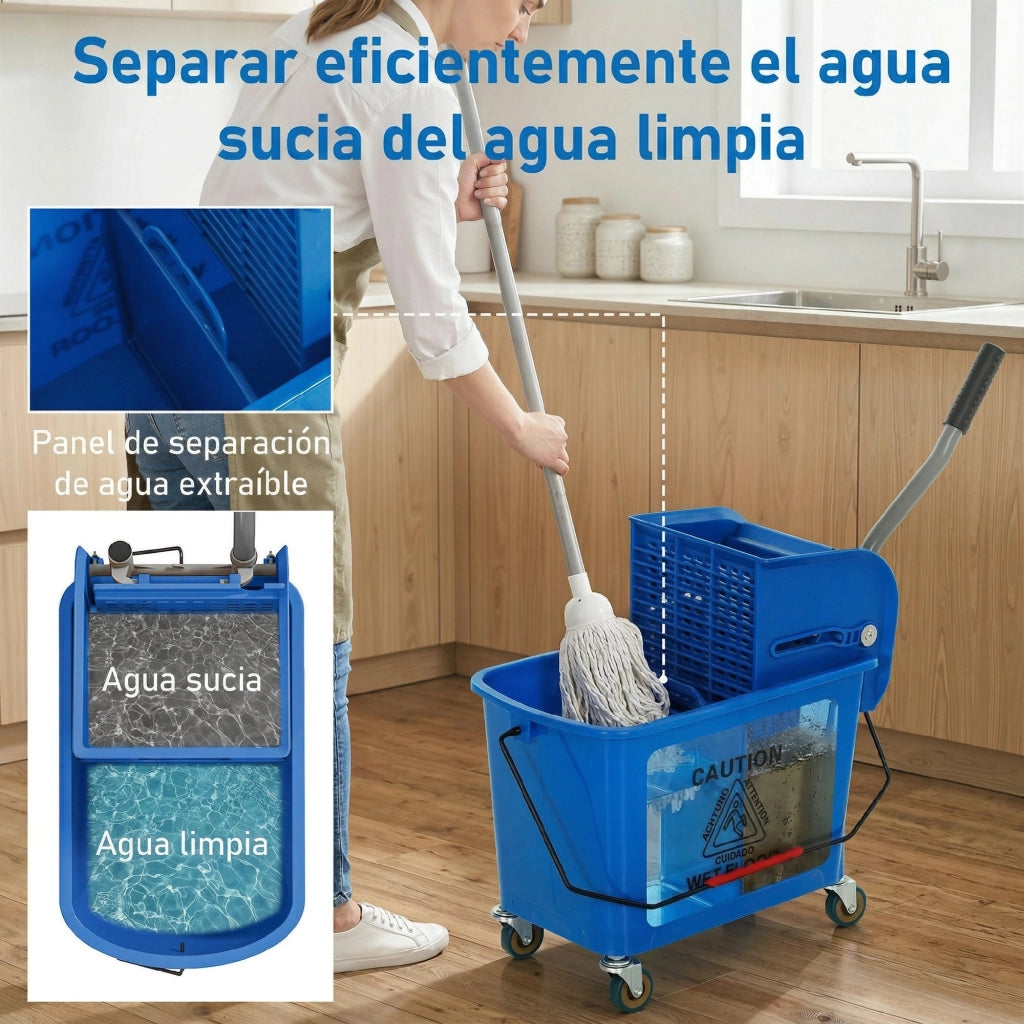 Secchio Lavatoio con Scolapiatti e Ruote ¨C Zephmum ¨C 45x26,5x70 cm Blu