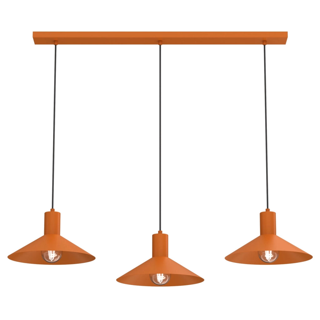 Lampada sospesa Nox 3xE27 arancione metallo Luminex