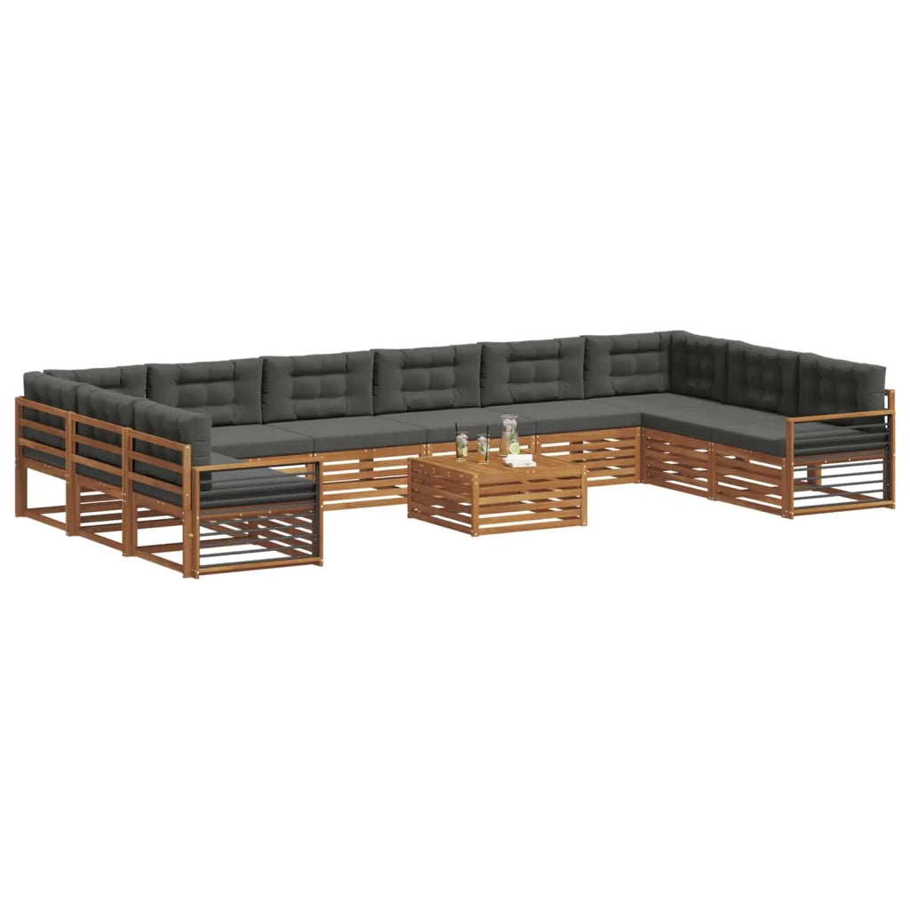 Set divani 11 pcs Naturale e Antracite Legno di Acacia Massello 3374262