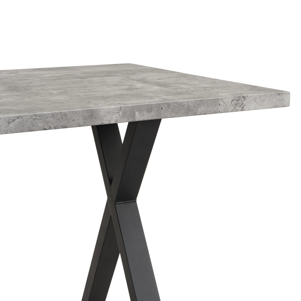 Tavolo da pranzo moderno con gambe incrociate in metallo; MDF; grigio e nero