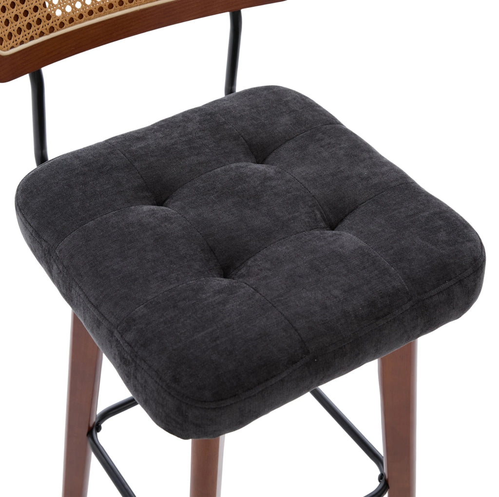 Sgabello da bar 44x51x96 cm girevole a 360° in chenille nero