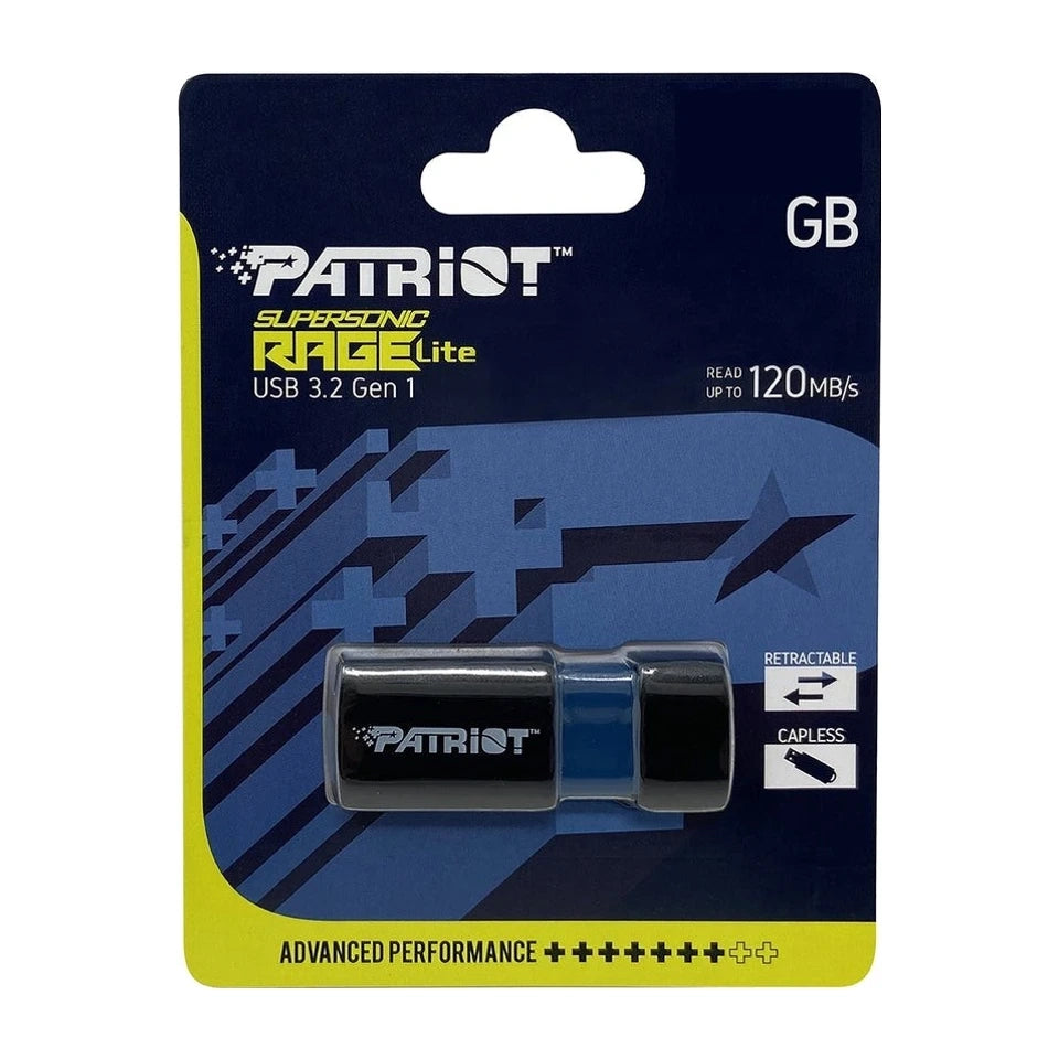Chiavetta USB Patriot Memory Supersonic Rage Lite da 64 GB USB Type-A 3.2 Gen 1 (3.1 Gen 1) nera e blu
