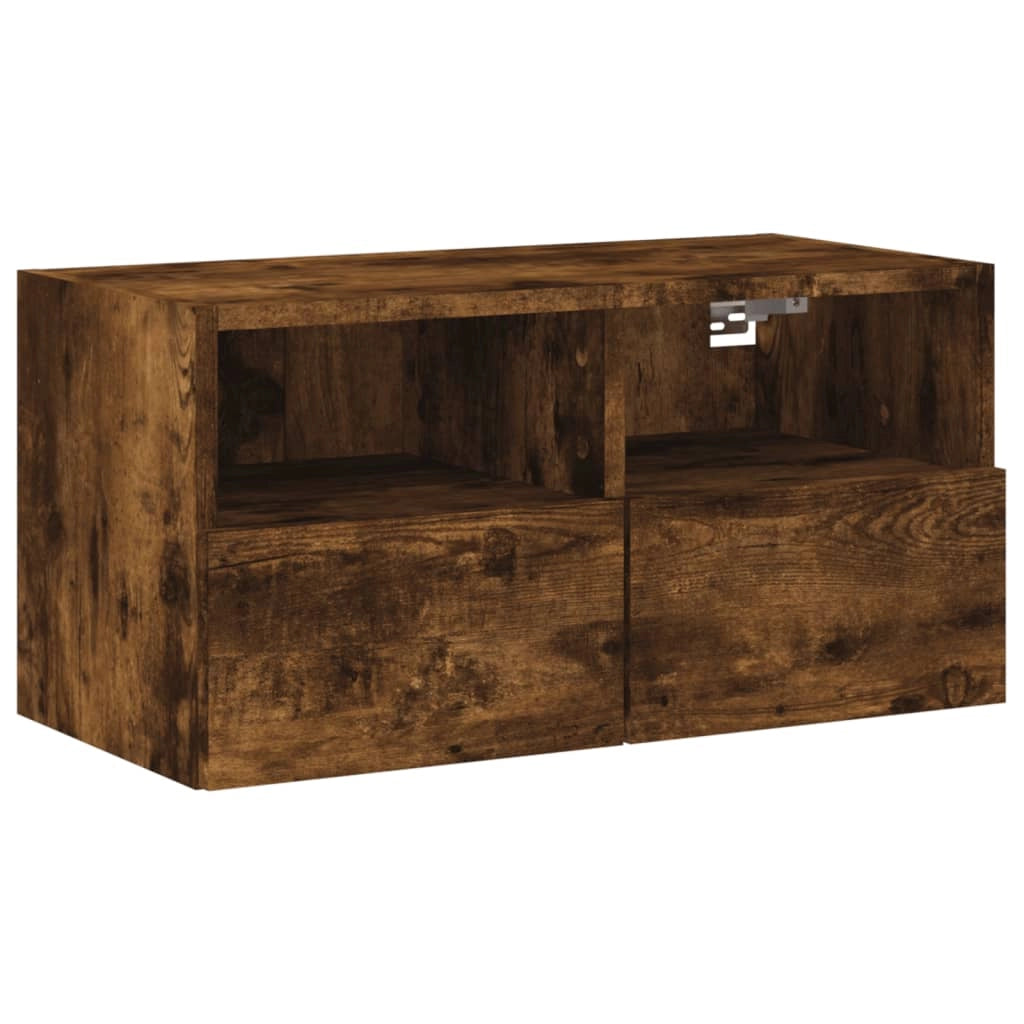 Mobile TV multimediale mensola TV credenza TV sala da pranzo soggiorno camera da letto a parete rovere affumicato 60 x 30 x 30 cm legno ingegnerizzato marrone 02_0028136