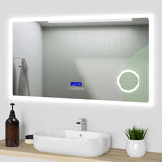 Aica Specchio da bagno a LED+140x80cm+Bluetooth+Lente d'ingrandimento