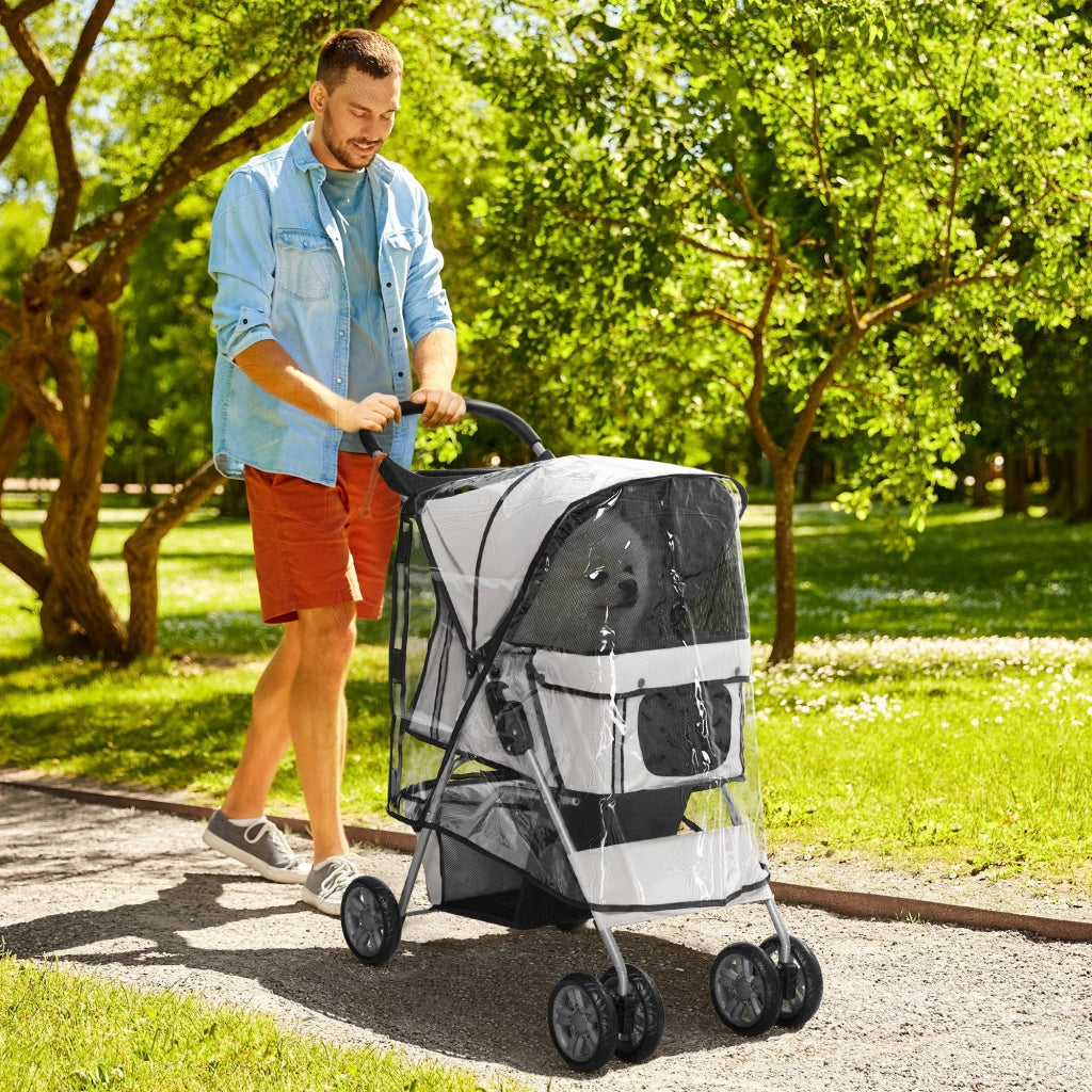 Carrello pieghevole per animali ¨C zephmum ¨C impermeabile con cestino e portabottiglie