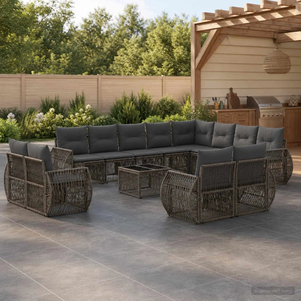 Set Divano da Giardino 13 pcs Grigio e Grigio Scuro polyrattan 3435596