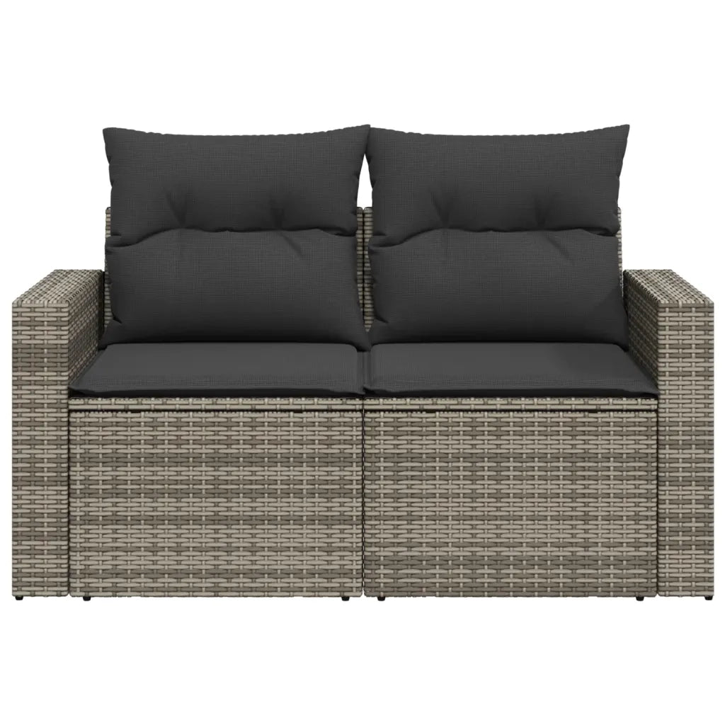 Divano da Giardino con Cuscini 2 Posti Grigio in Polyrattan