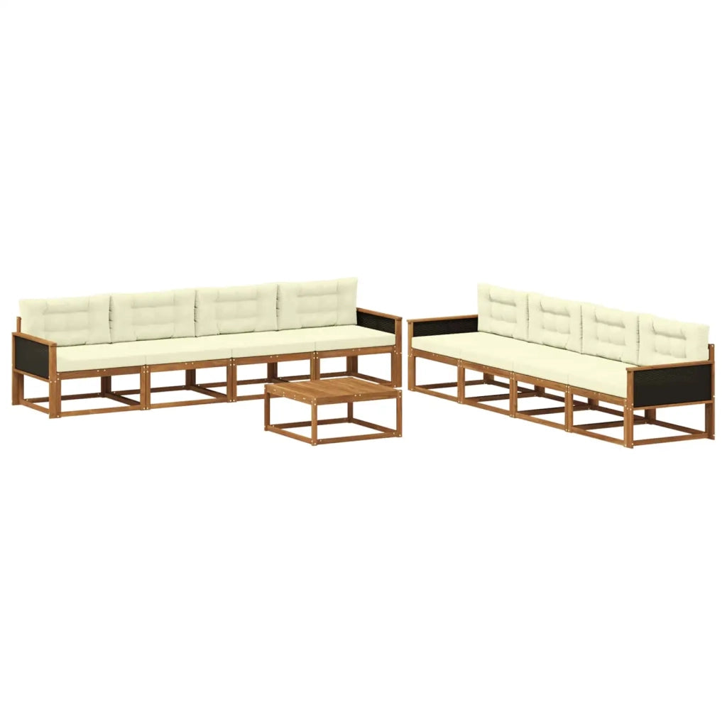 Set di divani da esterno con cuscino 9 pcs Naturale e Crema 3382433