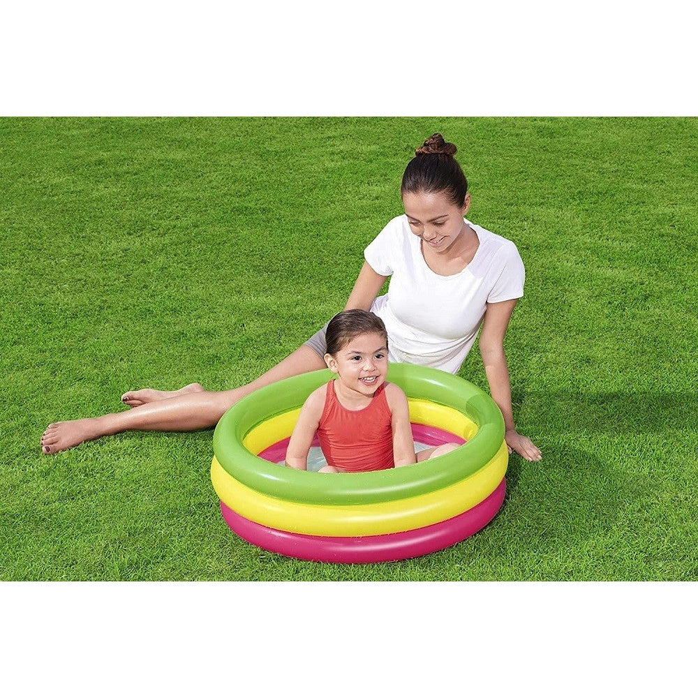 Trade Shop - Piscina Gonfiabile Tonda Summer Piscinetta Per Bambini A 3 Anelli 70x24cm 51128 -
