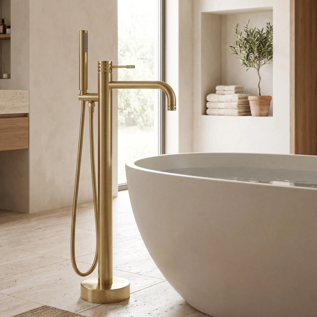 Rubinetto Indipendente Rea Lungo Diamond Brush Gold