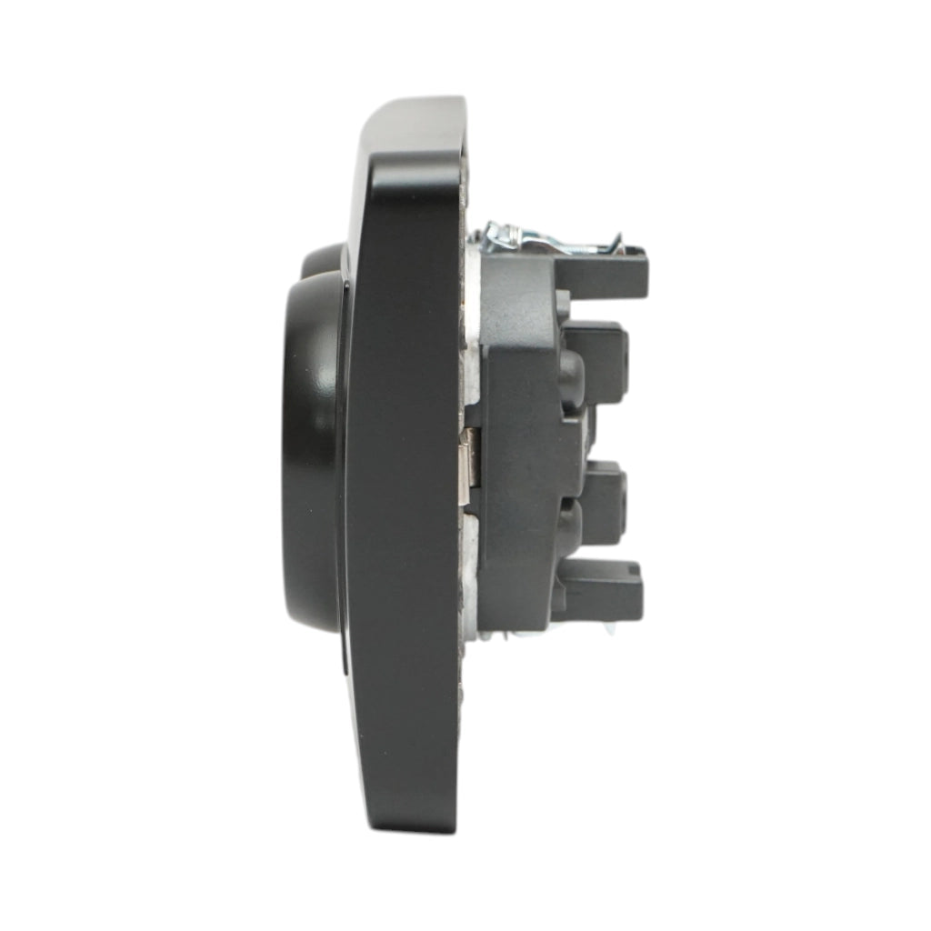 Doppia presa schuko nera da incasso 220V, 16A, PC 83x150mm