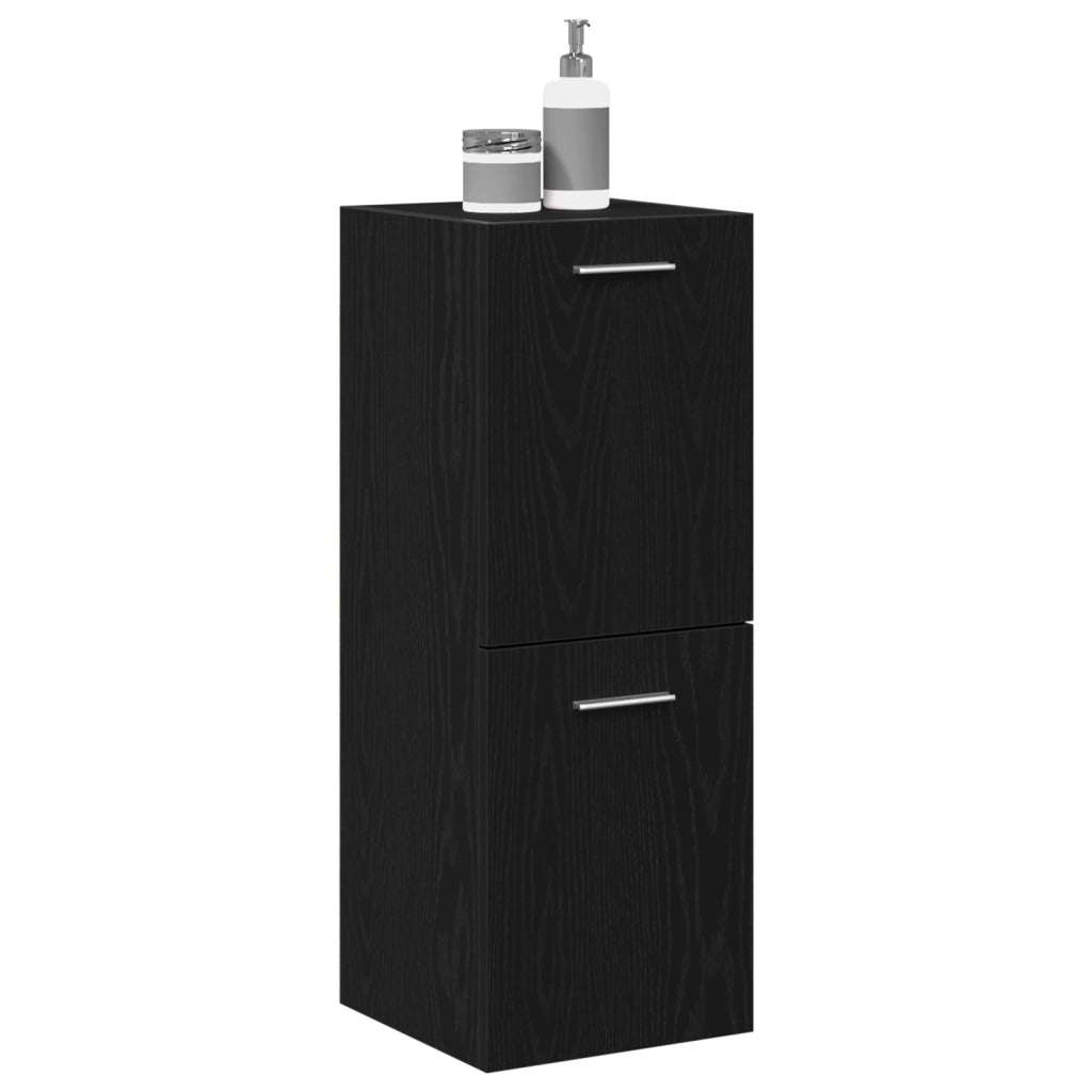 Armadiolo da Bagno  Nero Rovere 30x30x80 cm in legno ingegnerizzato