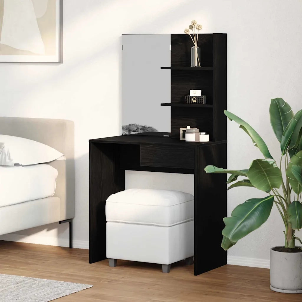 Tavolo da Trucco con cassetto Rovere Nero 74,5 x 40 x 141 cm CFW6819133