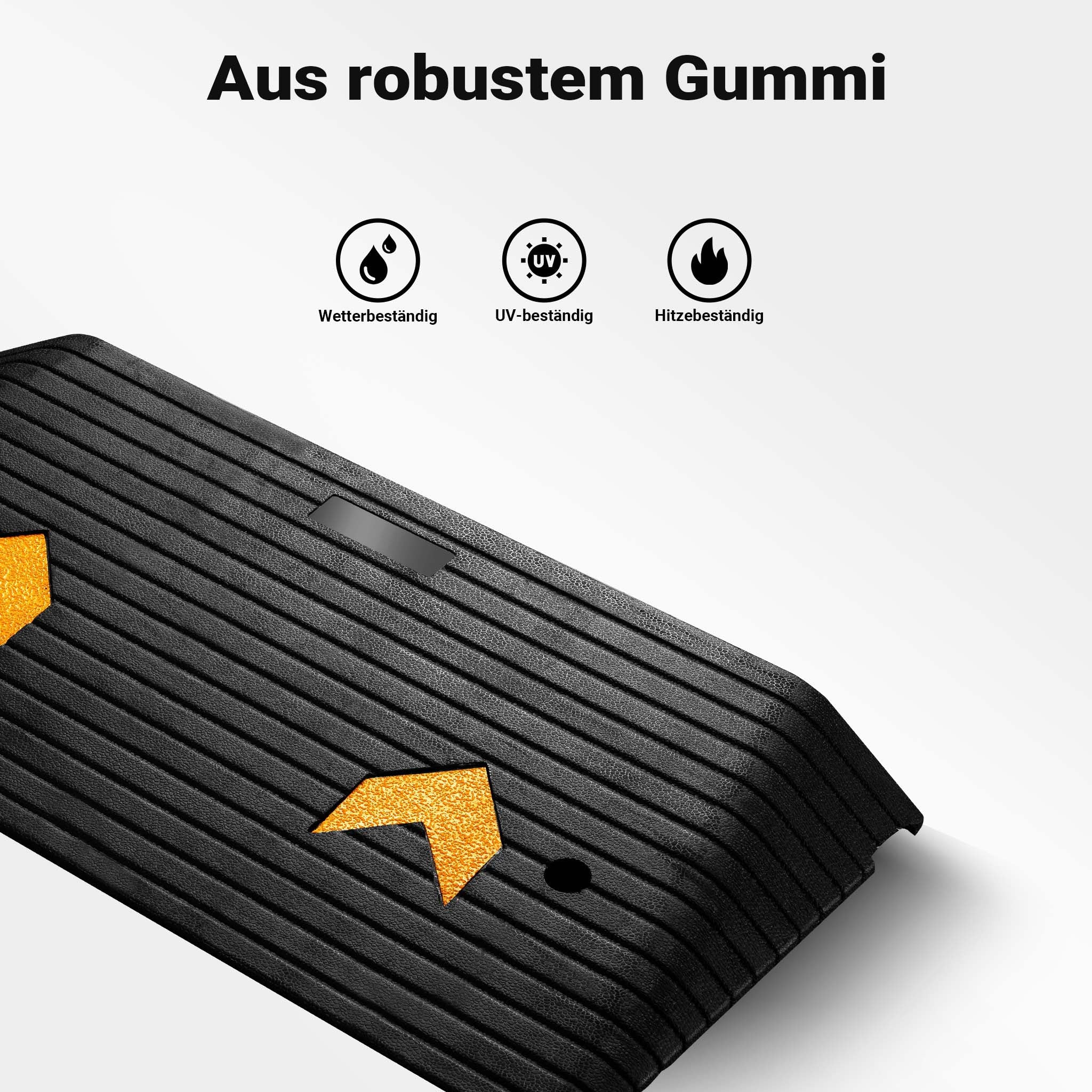 Rampa in gomma per marciapiede e soglia 901,7x457,2x76,2 mm max 50 t con elementi riflettenti