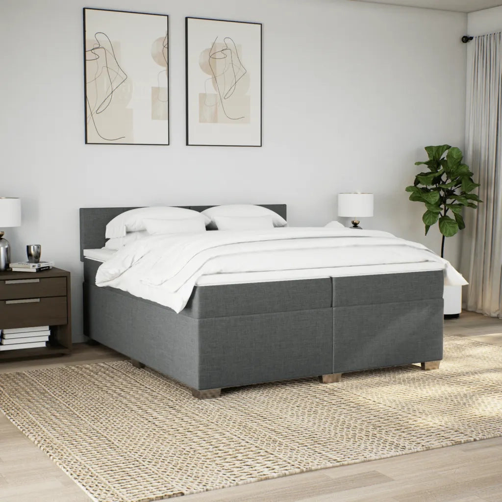 Giroletto a Molle con Materasso Grigio Scuro 200x200 cm Tessuto 3285989