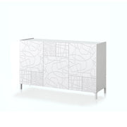 Madia 3 ante effetto legno laccata bianca cm. H.84 x L.130 x P.40