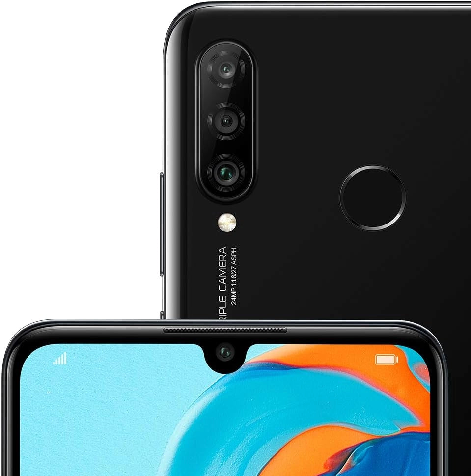 HUAWEI P30 Lite (128 GB, 4 GB di RAM) 6,15" schermo, fotocamera AI tripla, 32MP Selfie, Dual SIM Globale 4G LTE GSM Fabbrica Unlocked MAR-LX3A (Midnight Black)