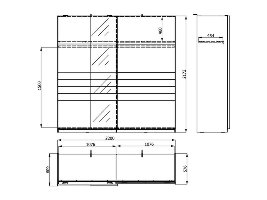 Armadio Camera da Letto Spartano, Guardaroba Grande Appendiabiti, 220x217.5h cm Bianco Opaco