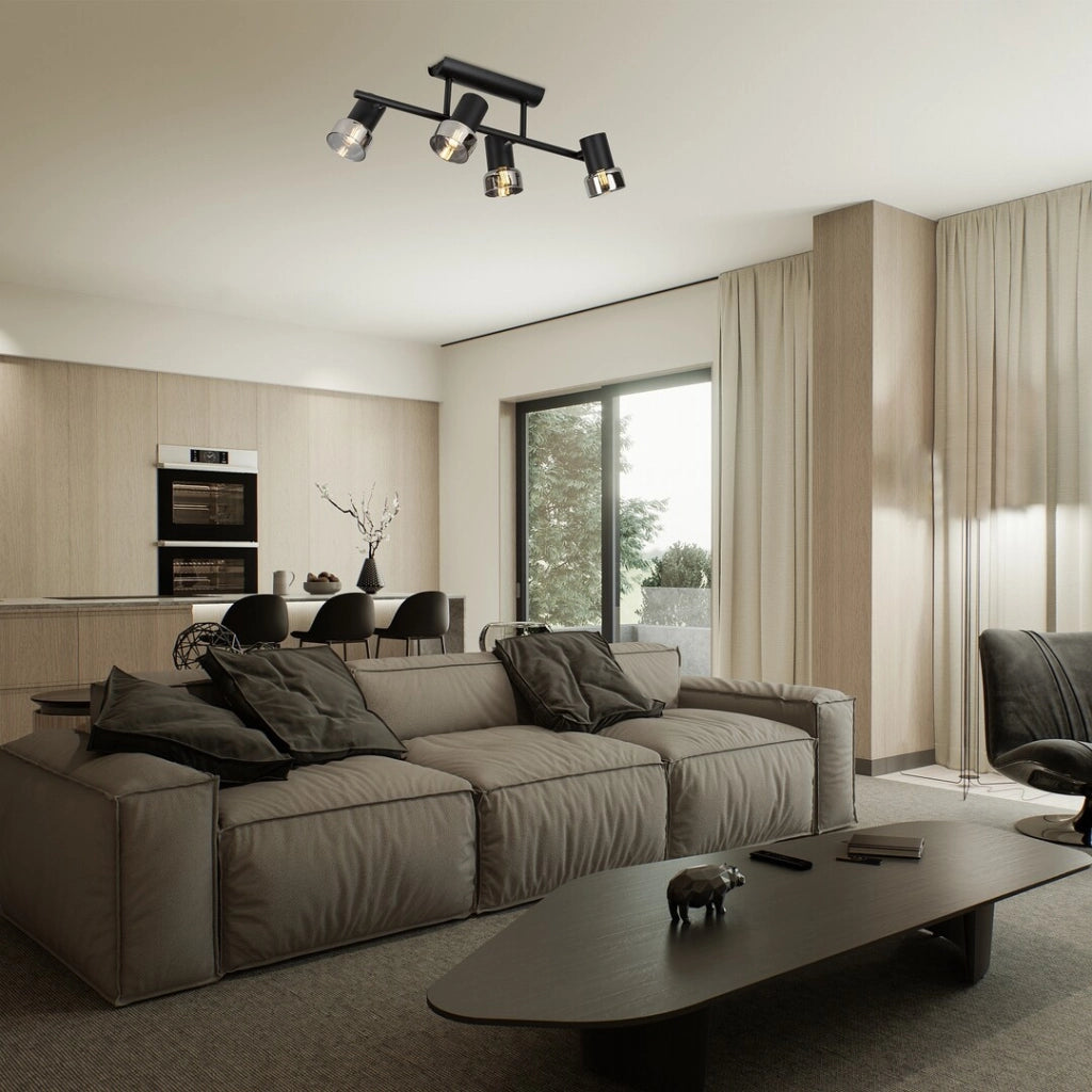 Plafoniera loft nera a barra 4xE14 Rabalux Hatice fumé