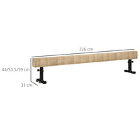 Trave Ginnastica Artistica 226x31x59 cm in Acciaio e Legno Marrone