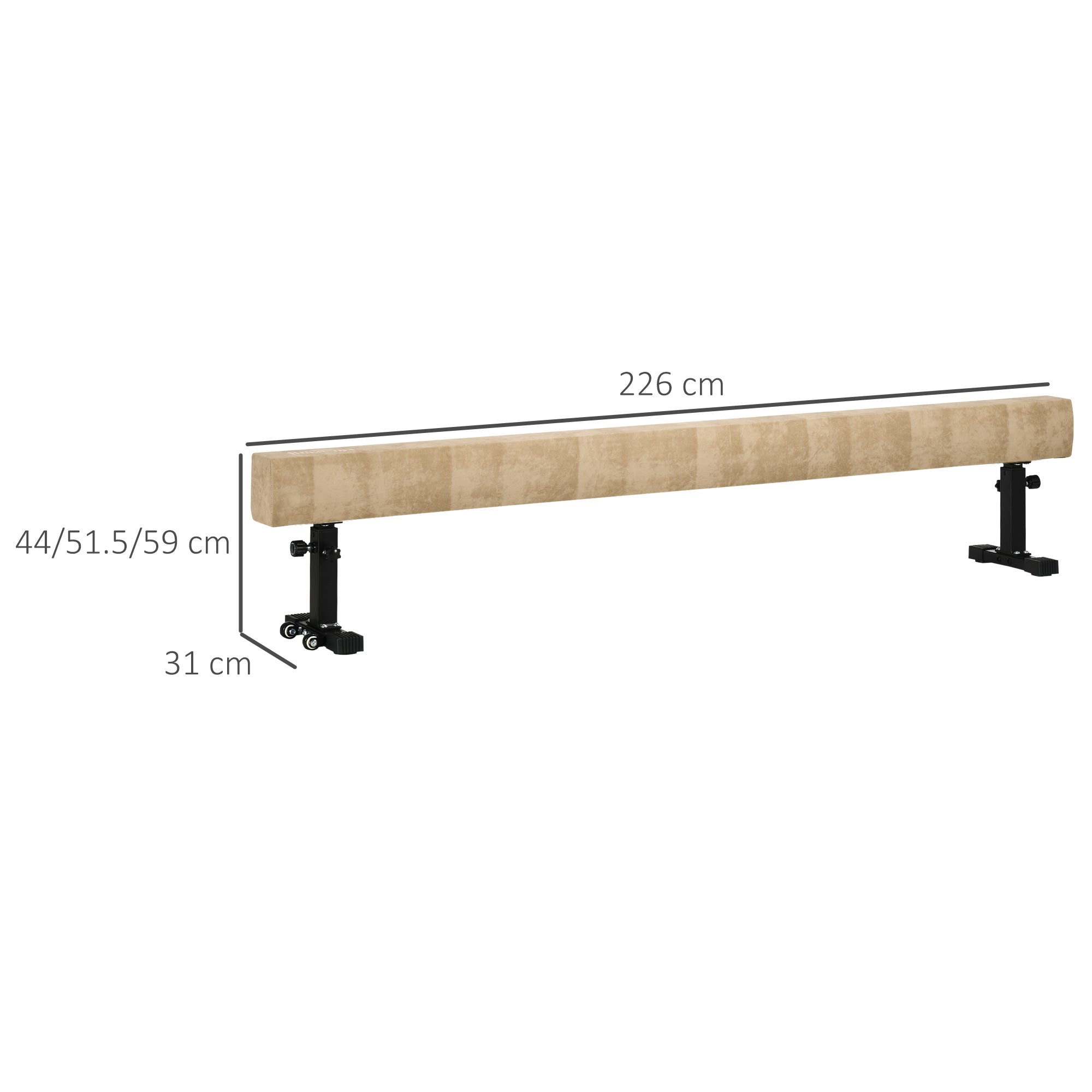 Trave Ginnastica Artistica 226x31x59 cm in Acciaio e Legno Marrone