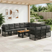 Set Divano da Giardino 12 pz Nero e Grigio scuro polyrattan 3437919