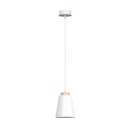 Lampada a sospensione BOLERO in acciaio bianco e legno